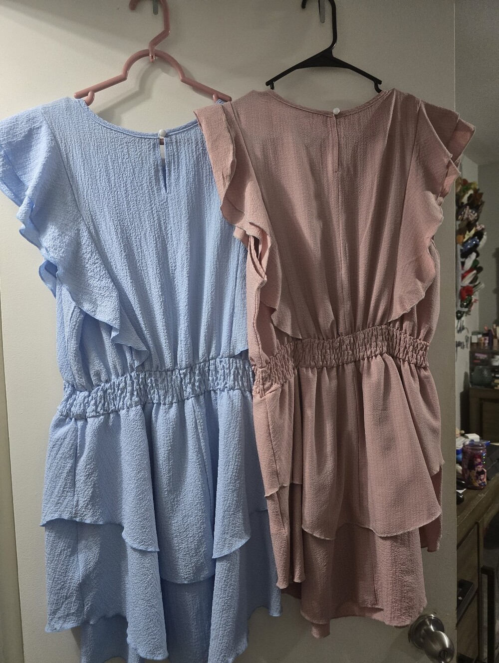 Girls' Pink& BLUE Ruffle Tiered Dress - Soft Springtime Style